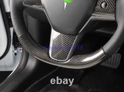 Real Carbon Fiber Interior Steering wheel trim cover For Tesla Model Y 2021-2022