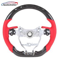 Real Carbon Fiber Red Leather Steering Wheel Fit 2018-2021 Toyota Camry Corolla