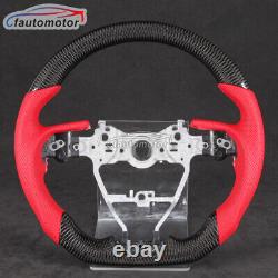 Real Carbon Fiber Red Leather Steering Wheel Fit 2018-2021 Toyota Camry Corolla