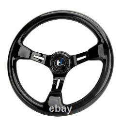 Real Carbon Fiber Spoke 350MM 14 Black Car Steering Wheel Horn Button 6 Holes