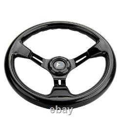 Real Carbon Fiber Spoke 350MM 14 Black Car Steering Wheel Horn Button 6 Holes