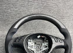 Real Carbon Fiber Steering Wheel+Cover For BMW E46 M3 2001-2006 (No paddle hole)