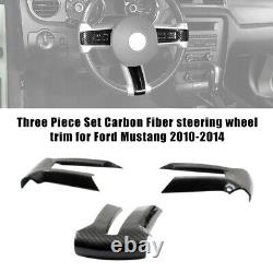 Real Carbon Fiber Steering Wheel Cover For Ford Mustang 2010-2014 Replacement