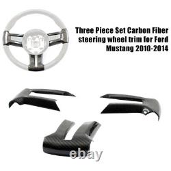 Real Carbon Fiber Steering Wheel Cover For Ford Mustang 2010-2014 Replacement