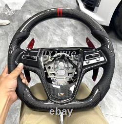 Real Carbon Fiber Steering Wheel+Cover+Paddle For Cadillac CTSL CTS ATS ATSL