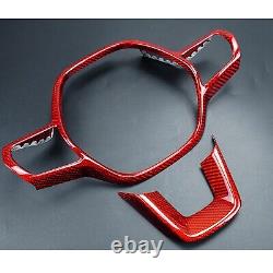 Real Carbon Fiber Steering Wheel Cover Trim Decor For Honda Civic 11th 22-23 Red