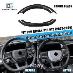 Real Carbon Fiber Steering Wheel Cover Trim Fit For Rivian R1S R1T 2022-2024