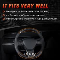 Real Carbon Fiber Steering Wheel Cover Trim For tesla model Y 2024 Interior