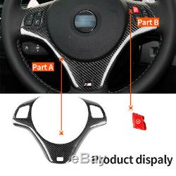 Real Carbon Fiber Steering Wheel Cover Trim fit For BMW E90 M3 2007-2012