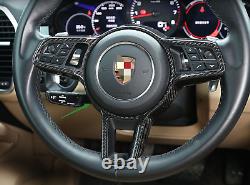 Real Carbon Fiber Steering Wheel Decoration Cover For Porsche Macan 2014-2021