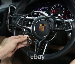 Real Carbon Fiber Steering Wheel Decoration Cover For Porsche Macan 2014-2021