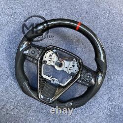 Real Carbon Fiber Steering Wheel Fit for Toyota Camry Corolla Rav4 black leather
