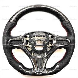 Real Carbon Fiber Steering Wheel For Honda CIVIC Fd2/fn2 Black Leather Red Line