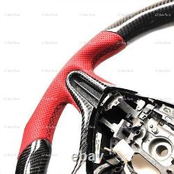 Real Carbon Fiber Steering Wheel For Honda CIVIC Fd2/fn2 Red Leather Flat Bottom