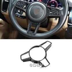 Real Carbon Fiber Steering Wheel Frame Cover Overly Fit For Porsche Macan