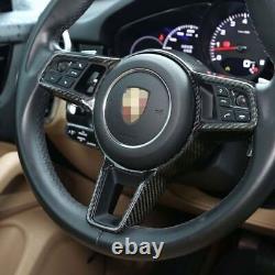 Real Carbon Fiber Steering Wheel Frame Cover Overly Fit For Porsche Macan