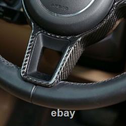 Real Carbon Fiber Steering Wheel Frame Cover Overly Fit For Porsche Macan