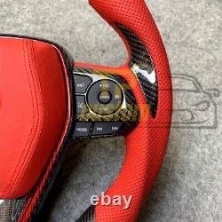 Real Carbon Fiber Steering Wheel for Toyota camry 2018 (usa)+Red middle cover