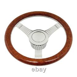Real Wood Steering Wheel Kit Banjo Style 9-Hole 14 Hot Rod GMC GM Walnut Chrome