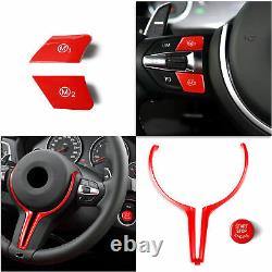 Red ABS Steering Wheel Cover withSwitch Button Trim Kit for BMW M2 F87 2016-2018