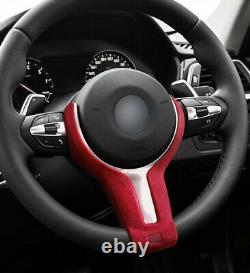 Red Alcantara Steering Wheel Trim Cover For BMW F20 F22 F30 F32 F10 F15 M Sport