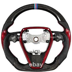 Red-Black Carbon Fiber Leather Steering Wheel For Toyota 2018-22 Camry Corolla