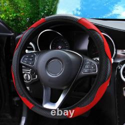 Red Car Microfiber Leather Steering Wheel Cover 38cm/15'' Universal Accessories