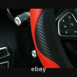 Red Car Microfiber Leather Steering Wheel Cover 38cm/15'' Universal Accessories