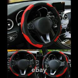 Red Car Microfiber Leather Steering Wheel Cover 38cm/15'' Universal Accessories