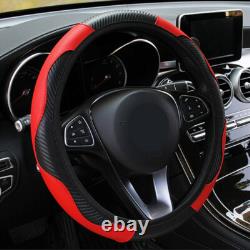 Red Car Microfiber Leather Steering Wheel Cover 38cm/15'' Universal Accessories