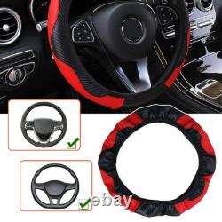 Red Car Microfiber Leather Steering Wheel Cover 38cm/15'' Universal Accessories