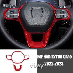 Red Carbon Fiber Car Steering Wheel Trim Cover For Honda Civic CR-V HR-V 2022+