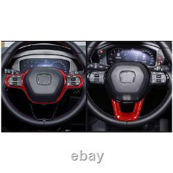 Red Carbon Fiber Car Steering Wheel Trim Cover For Honda Civic CR-V HR-V 2022+