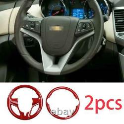 Red Carbon Fiber Steering Wheel Button Cover Trim For Chevrolet Cruze 2010-2016
