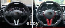 Red Carbon Fiber Steering Wheel Cover Trim For Infiniti Q50 2018-20 Q60 2017-20