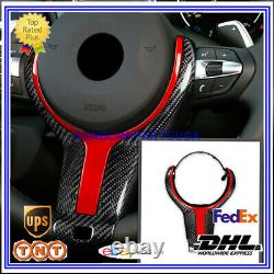 Red Carbon Fiber Steering Wheel Trim Replace Fit For BMW 1 3 4 5 6 X5 X6 M-sport