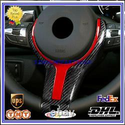 Red Carbon Fiber Steering Wheel Trim Replace Fit For BMW 1 3 4 5 6 X5 X6 M-sport