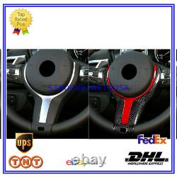 Red Carbon Fiber Steering Wheel Trim Replace Fit For BMW 1 3 4 5 6 X5 X6 M-sport