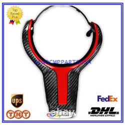 Red Carbon Fiber Steering Wheel Trim Replace Fit For BMW 1 3 4 5 6 X5 X6 M-sport