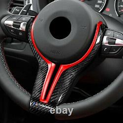 Red Carbon Fiber Steering Wheel Trim Replace Fit For BMW M2 M3 M4 M5 M6 X5M X6M