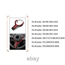 Red Carbon Fiber Steering Wheel Trim Replace Fit For BMW M2 M3 M4 M5 M6 X5M X6M