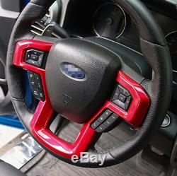 Red Interior Steering Wheel Cover Trim Frame Decor For Ford F150 F-150 2015-2018