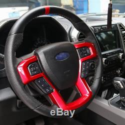 Red Interior Steering Wheel Cover Trim Frame Decor For Ford F150 F-150 2015-2018