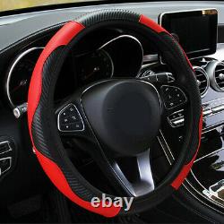 Red Microfiber Leather Car Steering Wheel Cover Anti-slip Protector 38cm/15