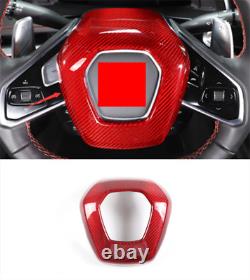 Red Real Carbon Fiber Steering Wheel Frame Cover For Chevrolet Corvette 20-2023