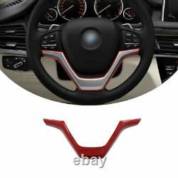 Red Real Carbon Fiber Steering Wheel V Shape Frame Cover Trim For BMW X5 2014-18