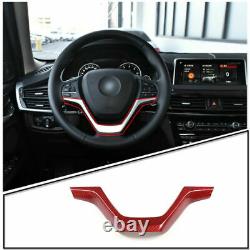 Red Real Carbon Fiber Steering Wheel V Shape Frame Cover Trim For BMW X5 2014-18