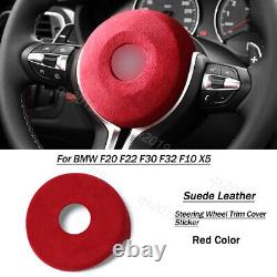 Red Suede Leather Car Steering Wheel Cover Trim For BMW F20 F22 F30 F32 F10 X5