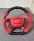 Red leather+Carbon fiber Steering wheel+Cover forAudi A4 A8 D4 Q7 A6 2011-2016