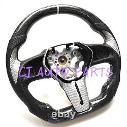 SILVER /WHITE CARBON FIBER Steering Wheel FOR INFINITI q50q60 BLACK LEATHER